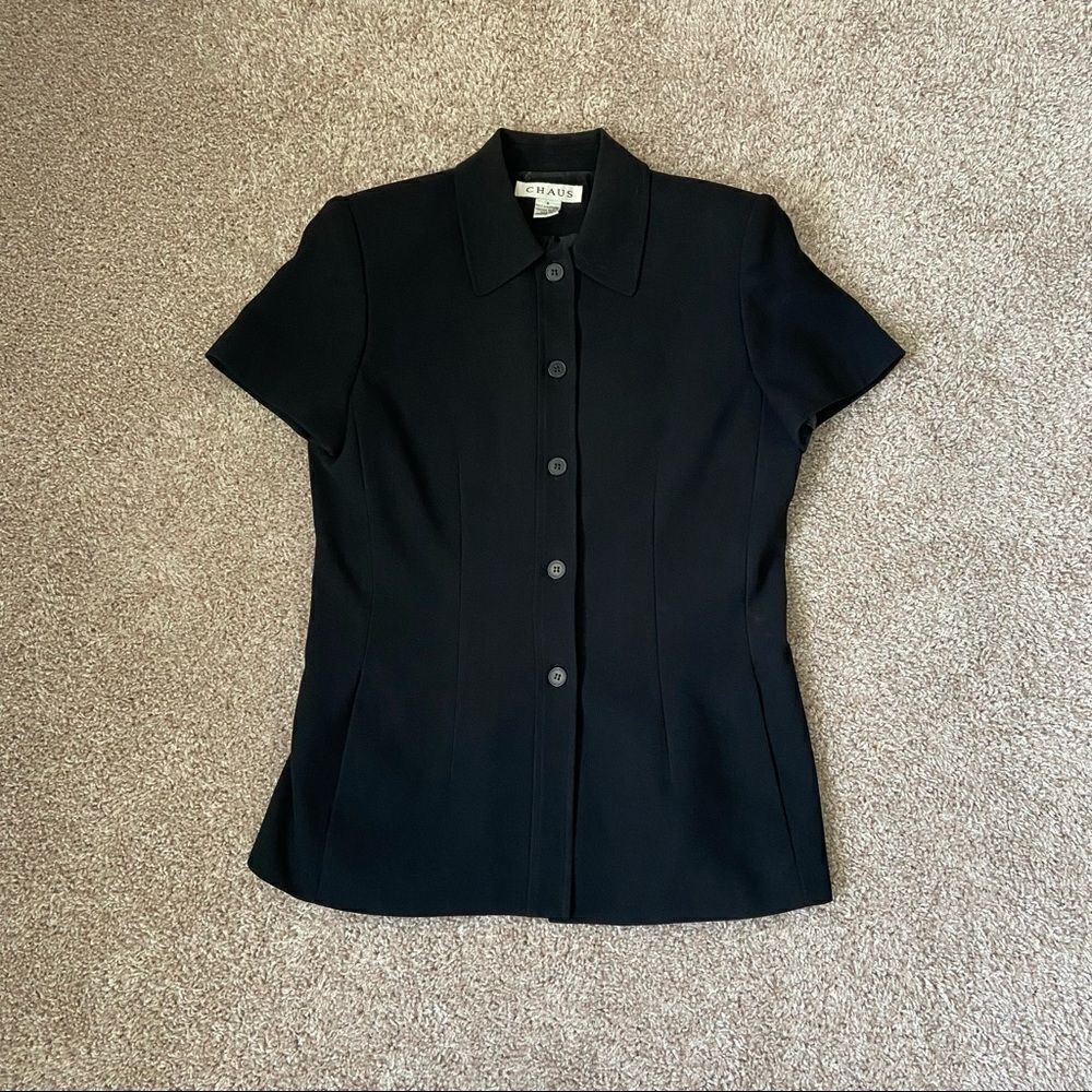 Chaus Black Dress Top and Pleated Skirt Set